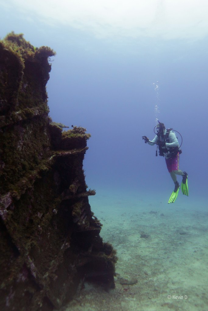 Scuba Diver at Broken wreck, XiaoLiuQiu